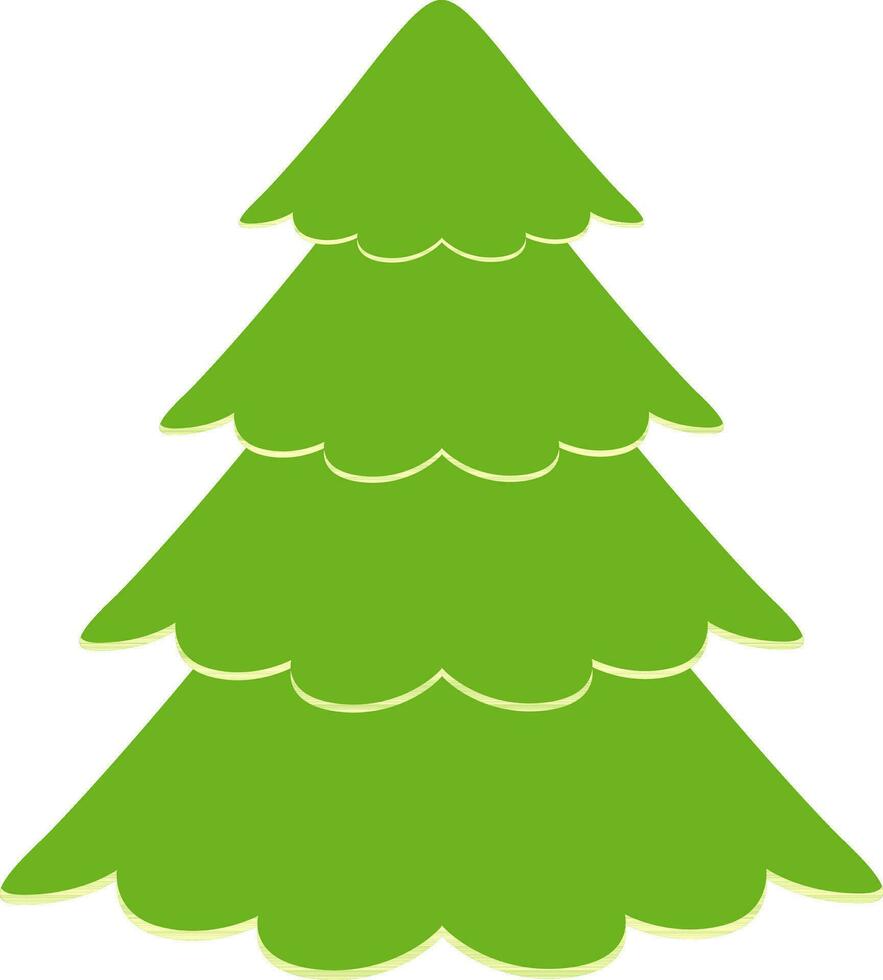 Green Christmas Tree in flat style. vector