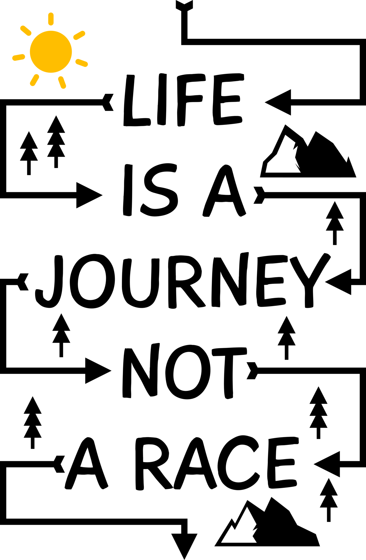 Life is a Journey, Not a Race, Adventure and Travel Typography Quote