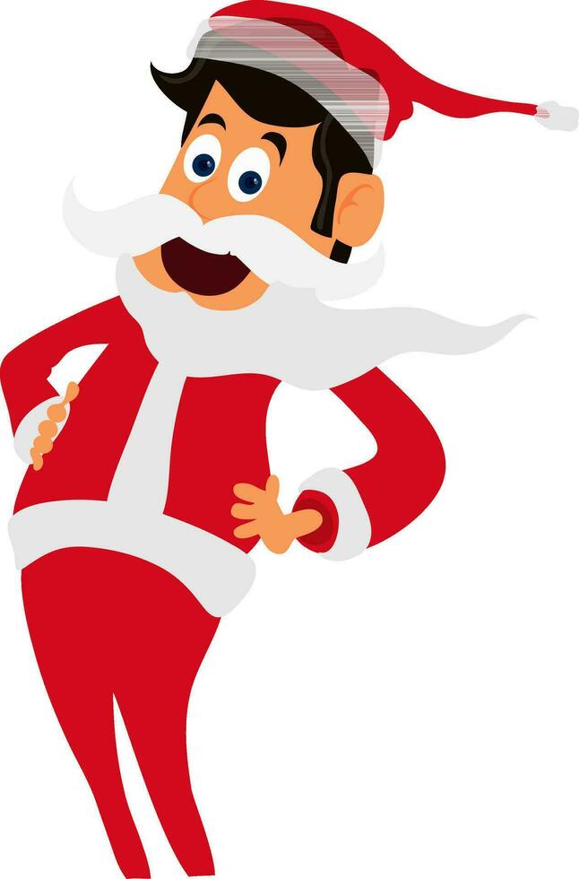 Cute boy in santa dress. vector