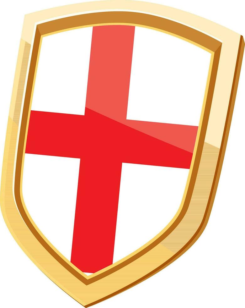 Golden shield with Flag of England. vector