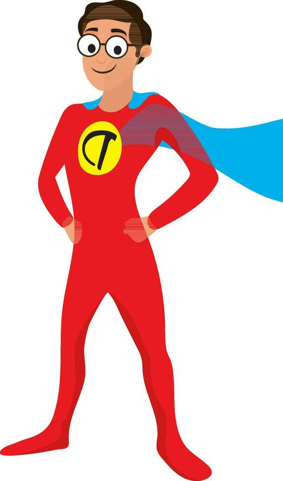 Cartoon character of man in superhero costume. vector