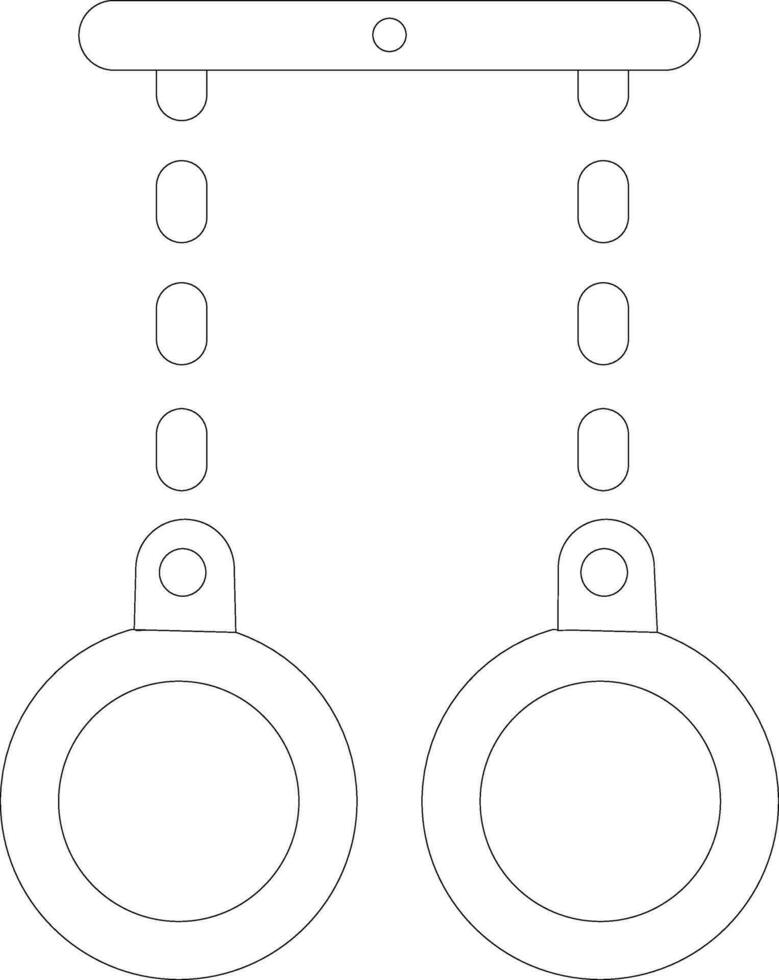 Flat illustration of handcuffs in black line art. vector
