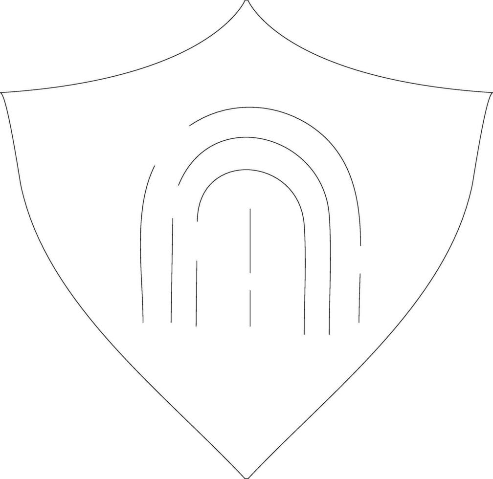 Thumb scanner in shield. vector