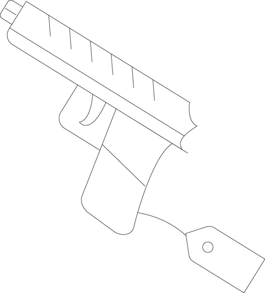Gun icon in black line art illustration. vector