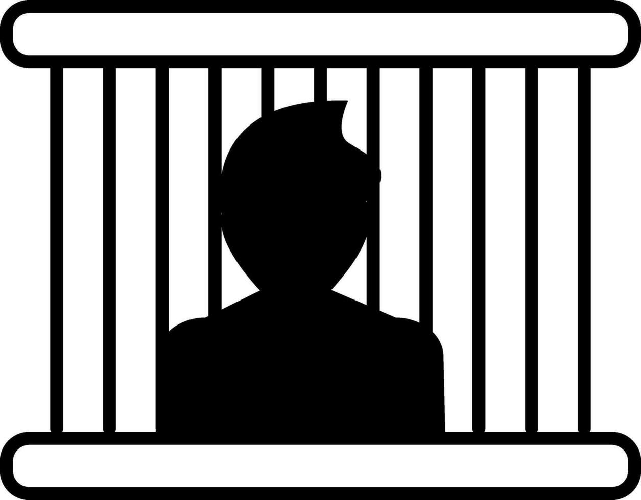 Character of young man in prison grille. vector
