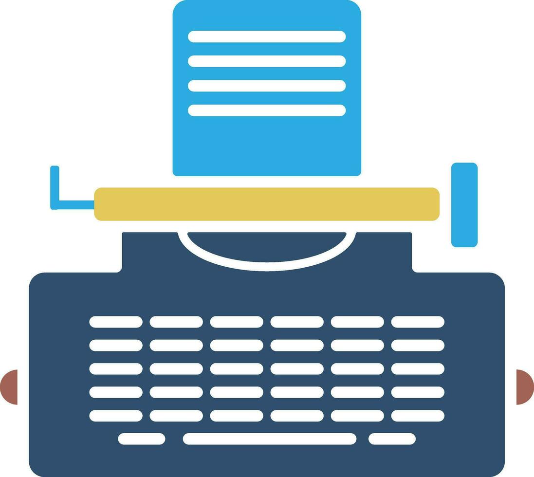 Flat style blue typewriter. vector