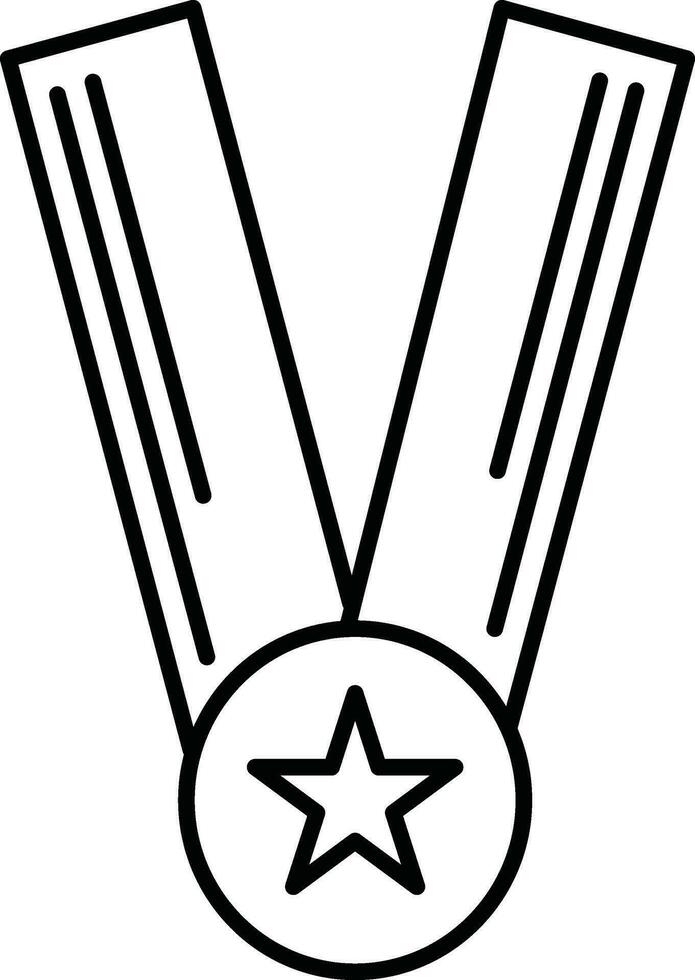 Star decorated medal with ribbon. vector