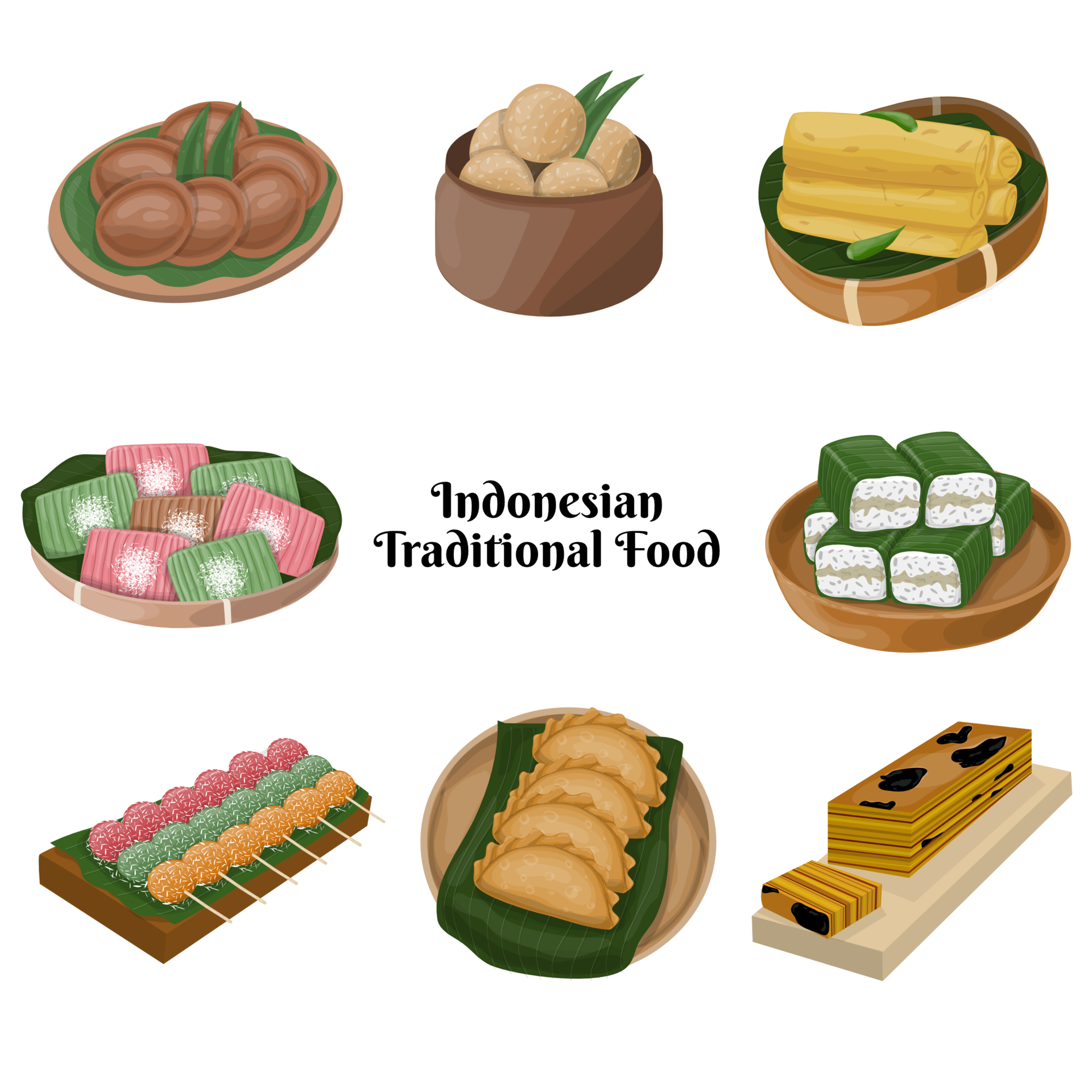 Set collection of Indonesian traditional food 24861460 PNG