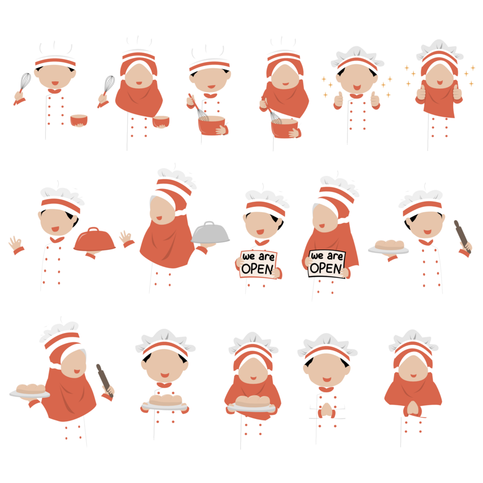 Set collection of little chef png