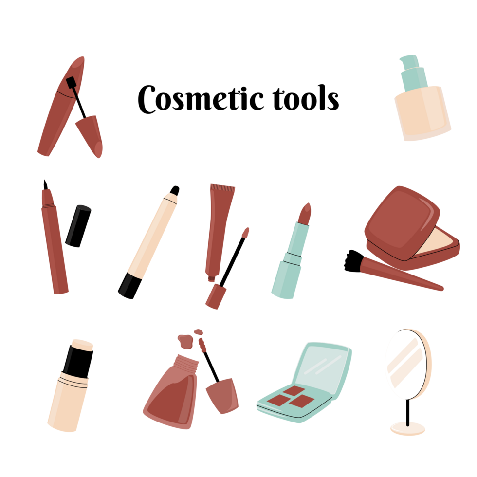 ensemble collection de cosmétique ou maquillage outil png