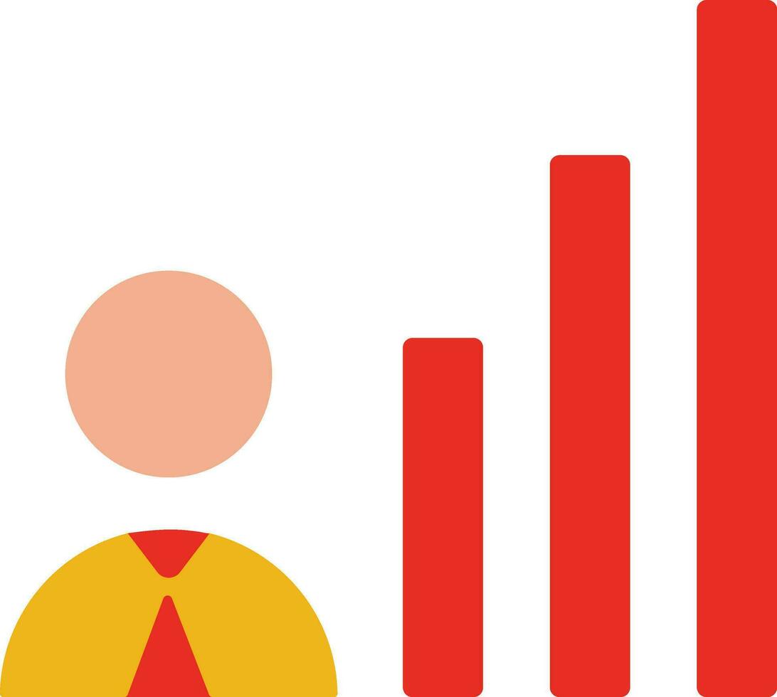 Man with bar graph on white background. vector