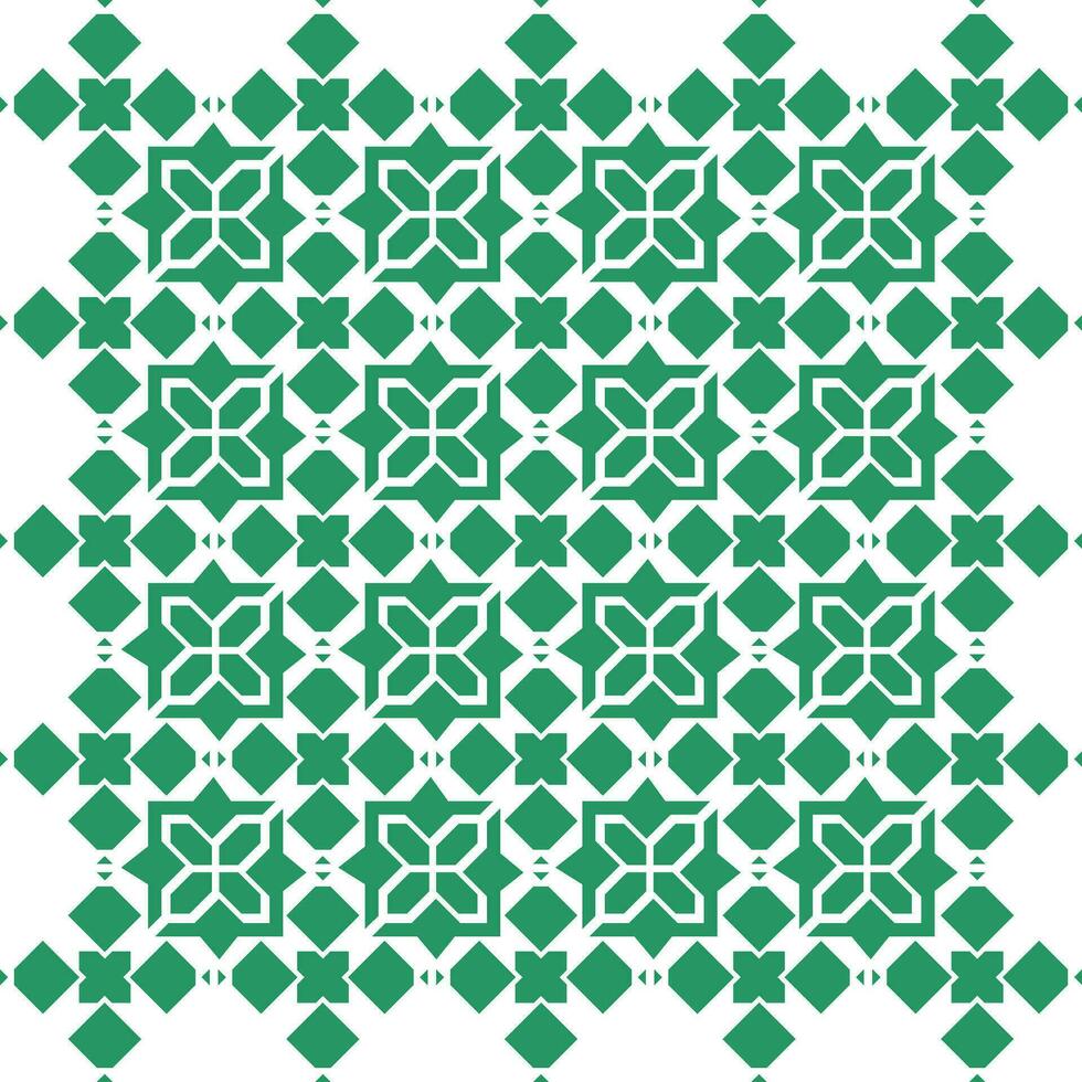 Monochrome floral design pattern in green color on white background. vector
