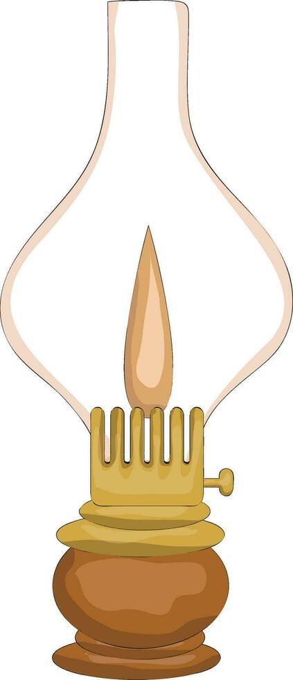 Oil lamp illustration in retro flat style. vector