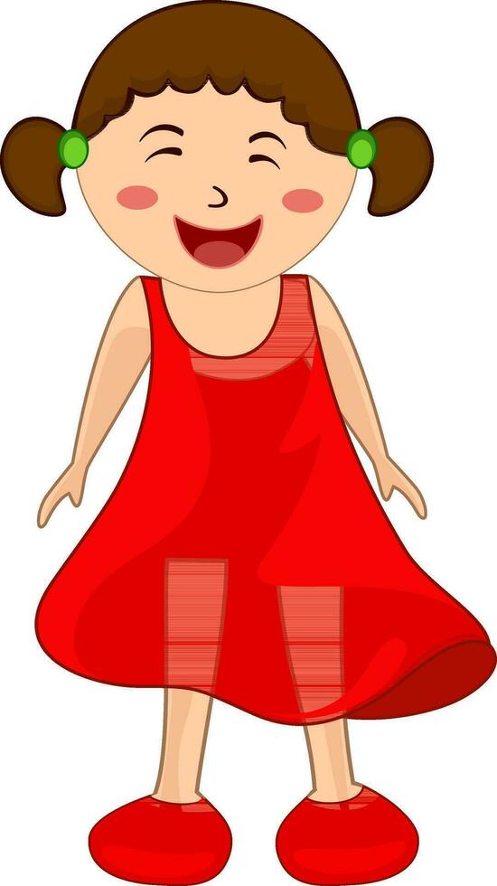 Cartoon character of cute little girl. vector