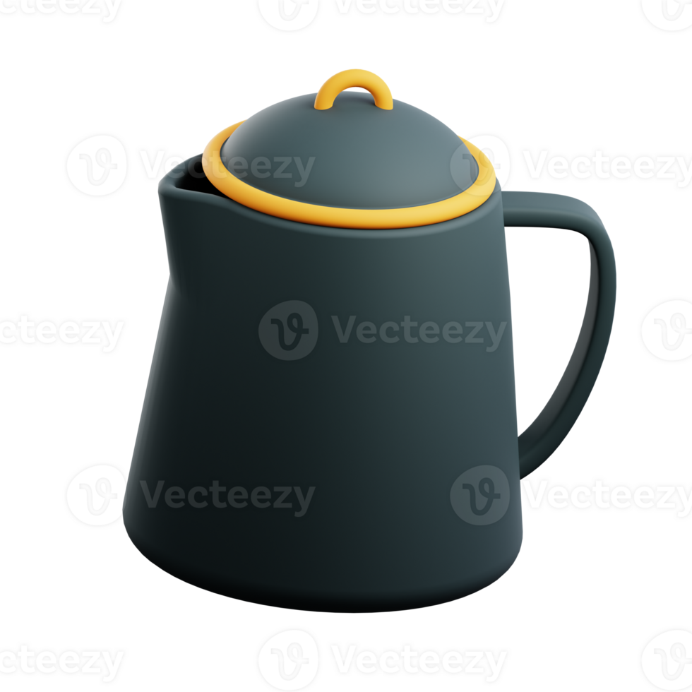 Enjoy a hot drink in the wilderness with this 3D icon of a kettle. png