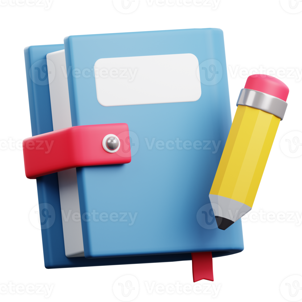 A dynamic duo of a book and pencil come together in this 3D icon, representing the perfect combination of knowledge and creativity. Ideal for educational, learning, and writing-themed designs png