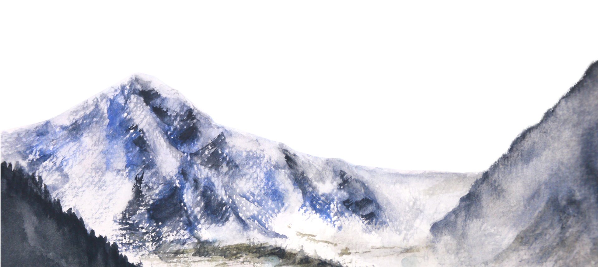 Watercolor painting abstract landscape mountains png. png
