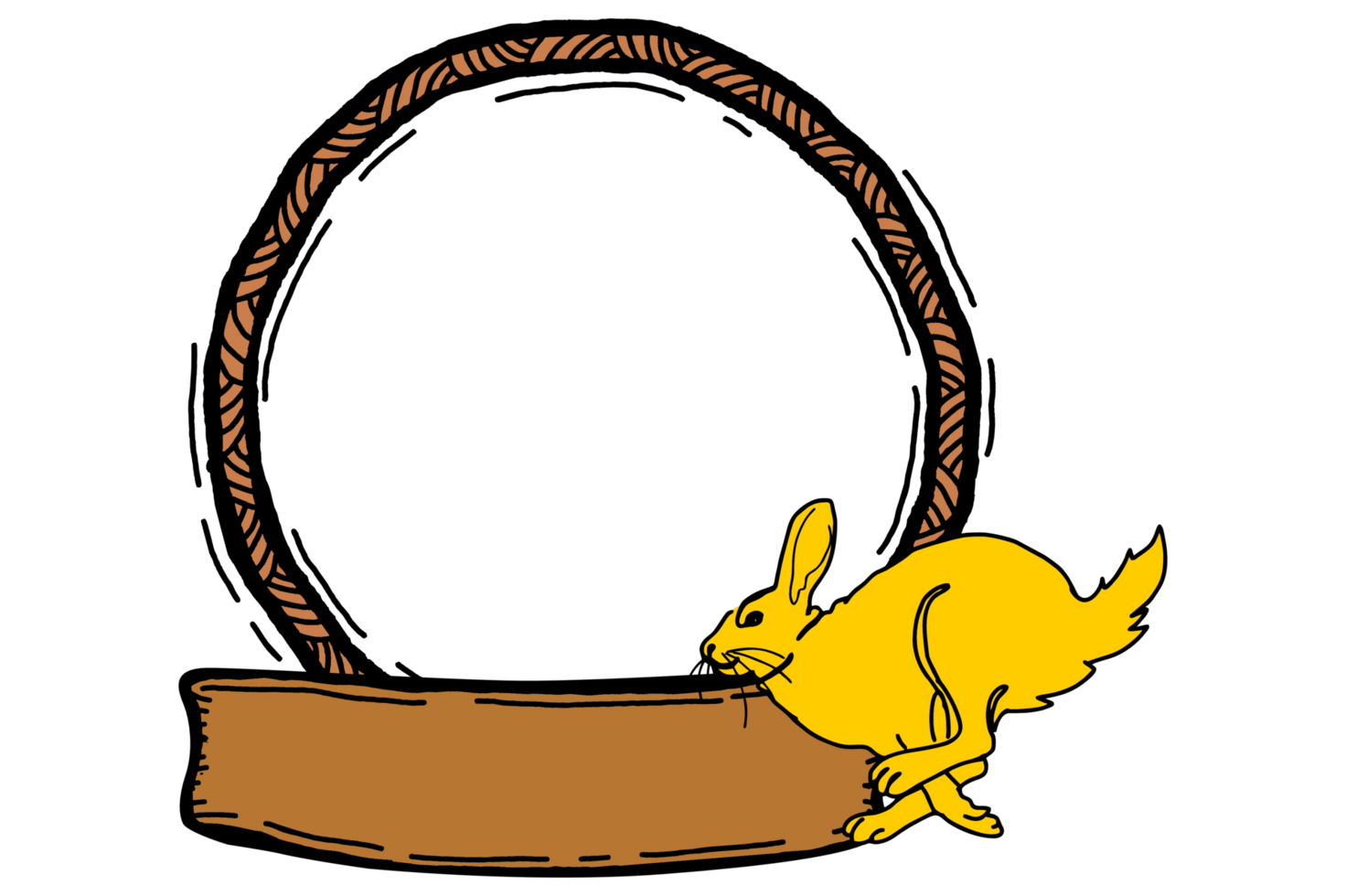 Frame Border with Gold Rabbit Running theme design png