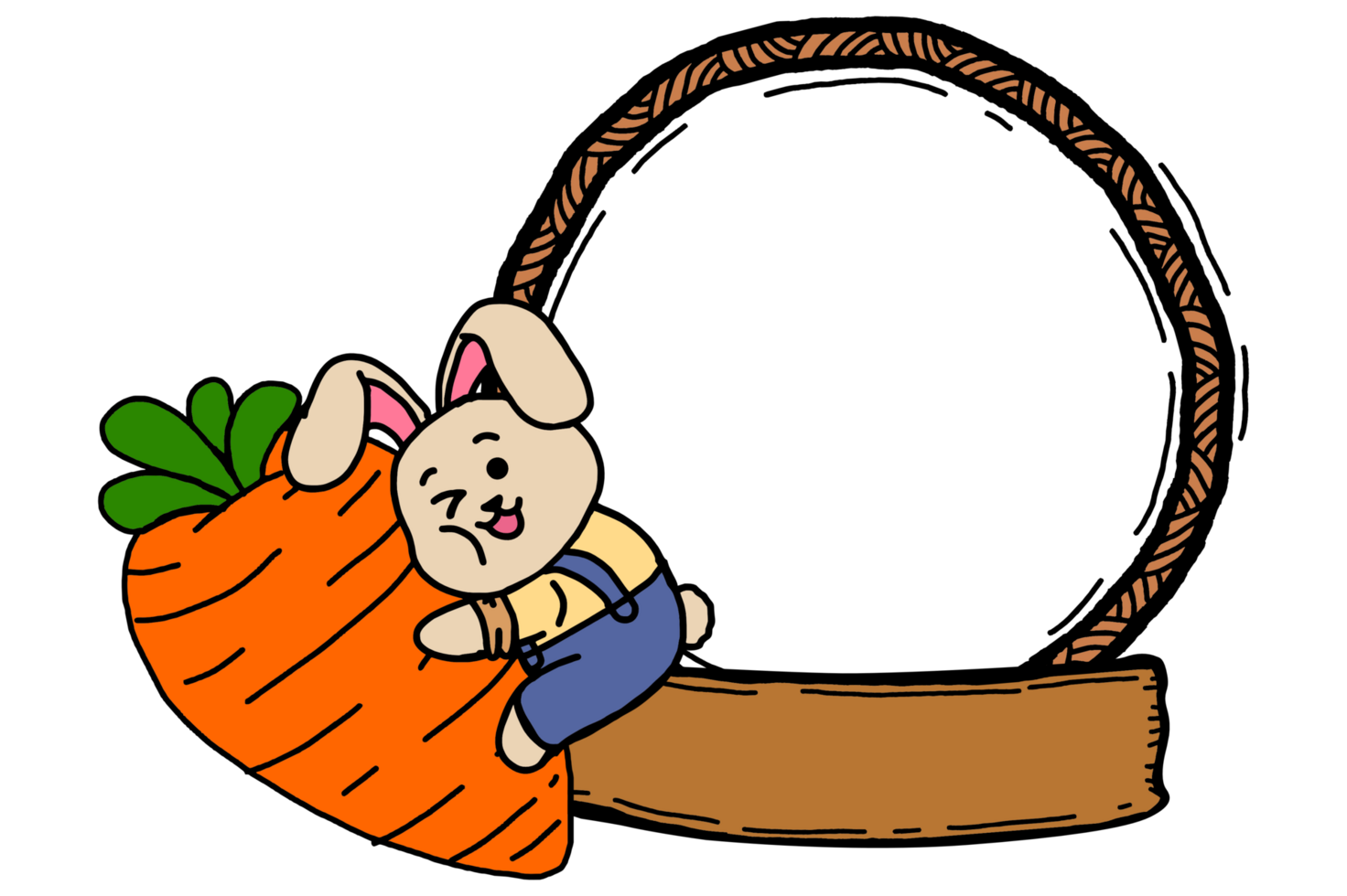 Frame Border with Rabbit, Bunny Huging Big Carrot theme design png