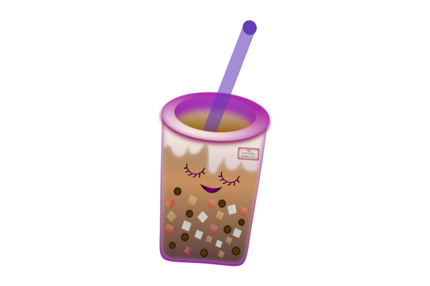 Chocolat boba boisson avec nata de coco png