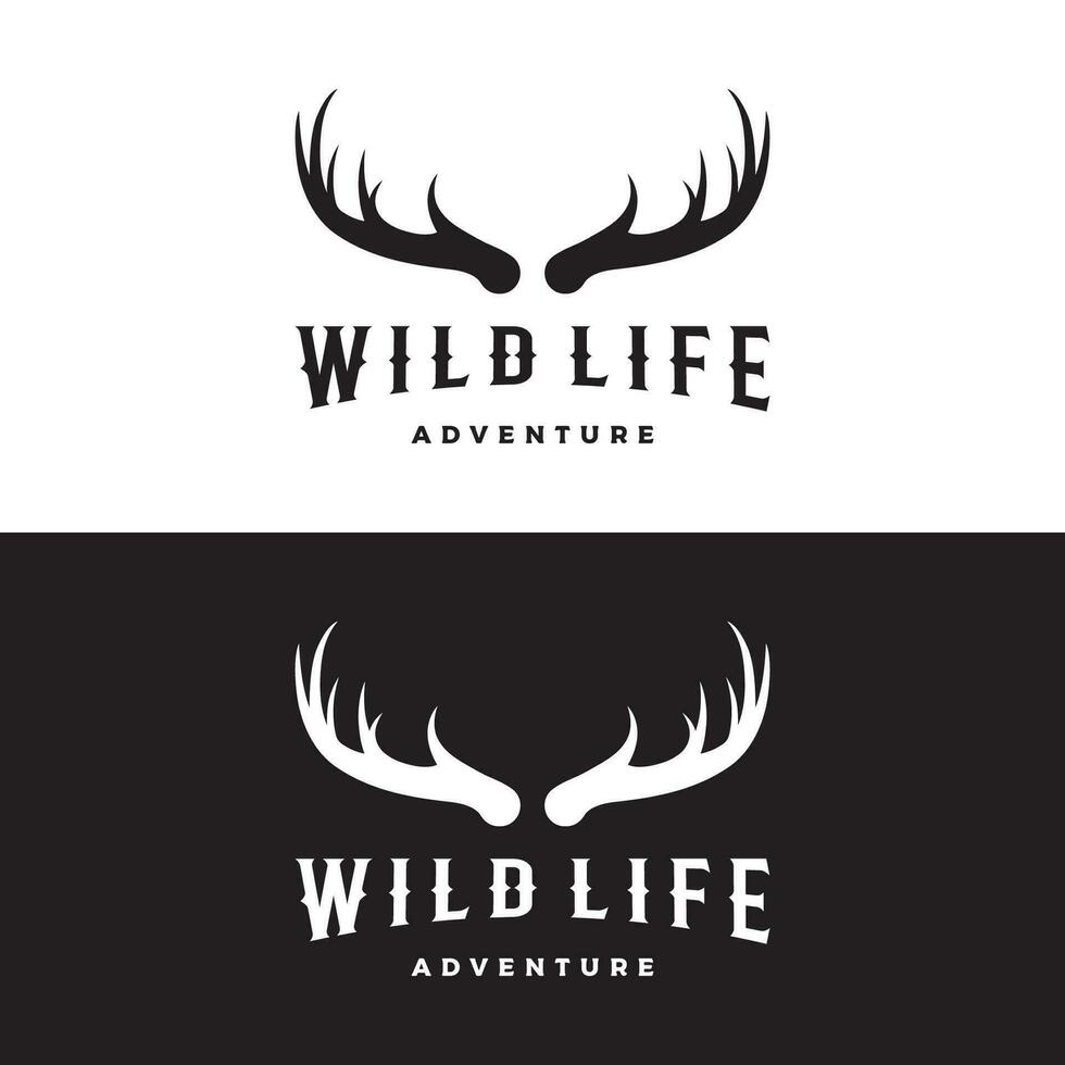 Deer Antlers and vintage deer head logo template design.Logo for badge,deer hunter,adventure and wildlife. vector