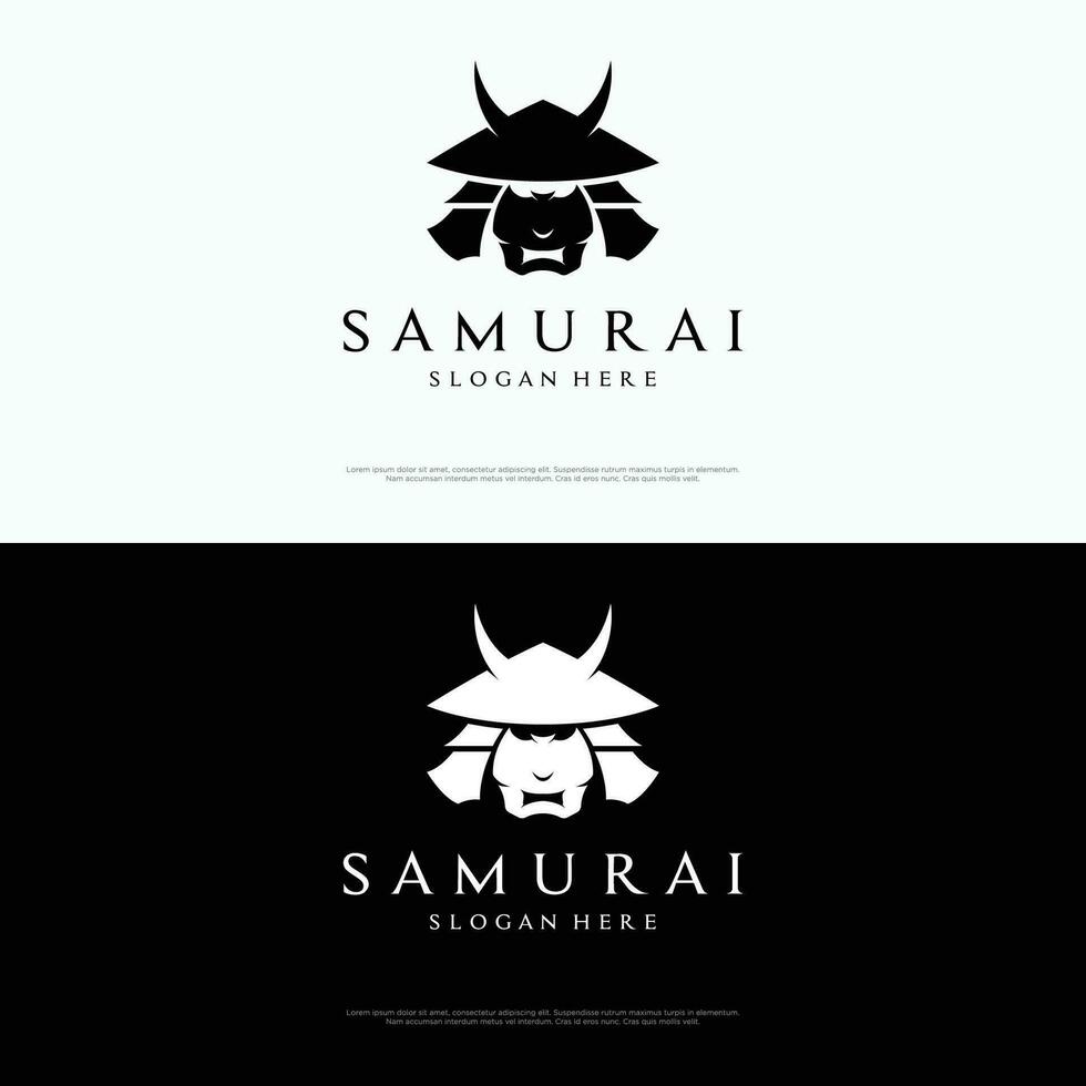 Japanese samurai warrior helmet Logotype design with modern editable vector illustration.