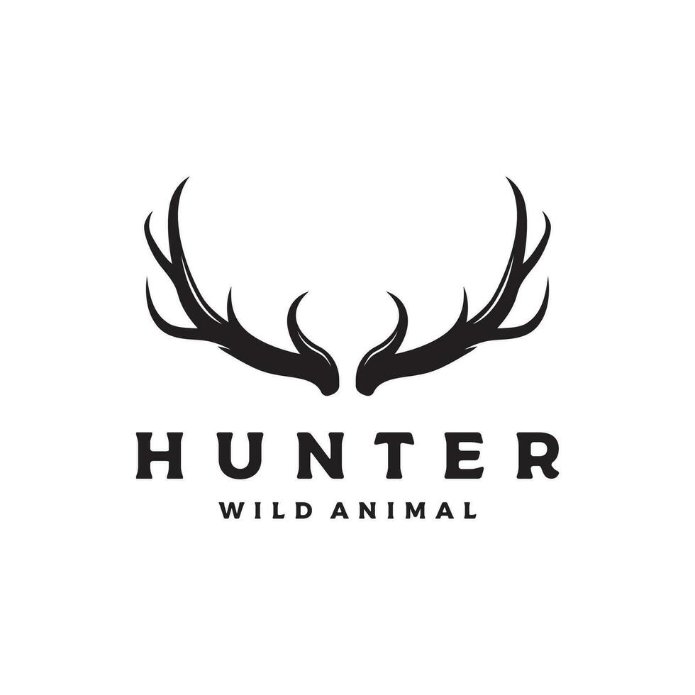 Deer Antlers and vintage deer head logo template design.Logo for badge,deer hunter,adventure and wildlife. vector