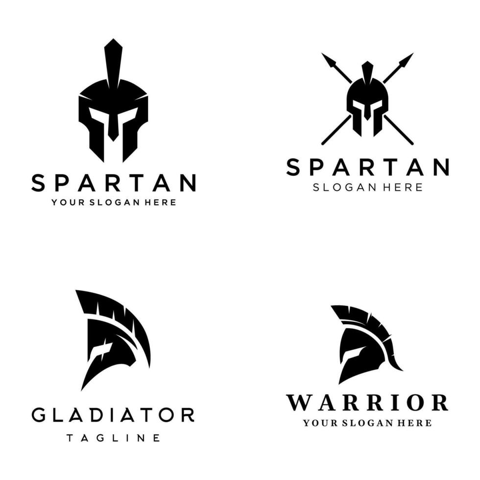 Simple Greek spartan warrior helmet Logo template design, with creative idea. vector
