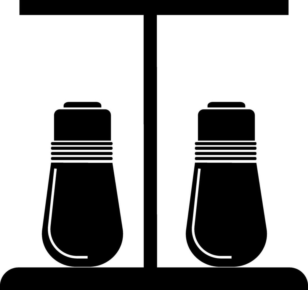 Black and white salt sprinkle bottles. vector