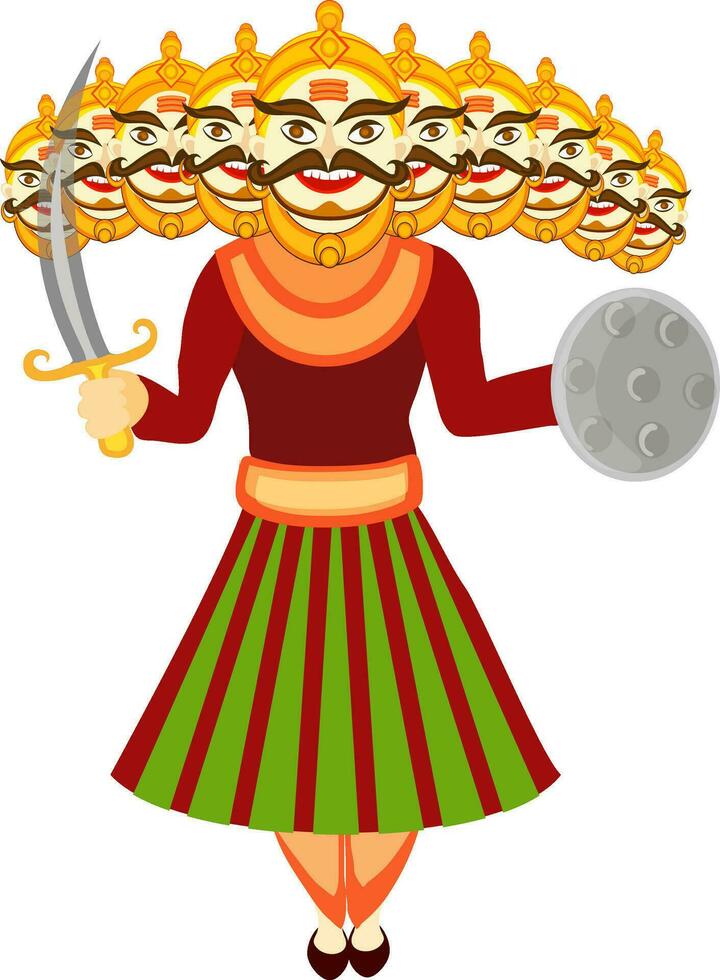 Dussehra concept with laughing Ravana. vector