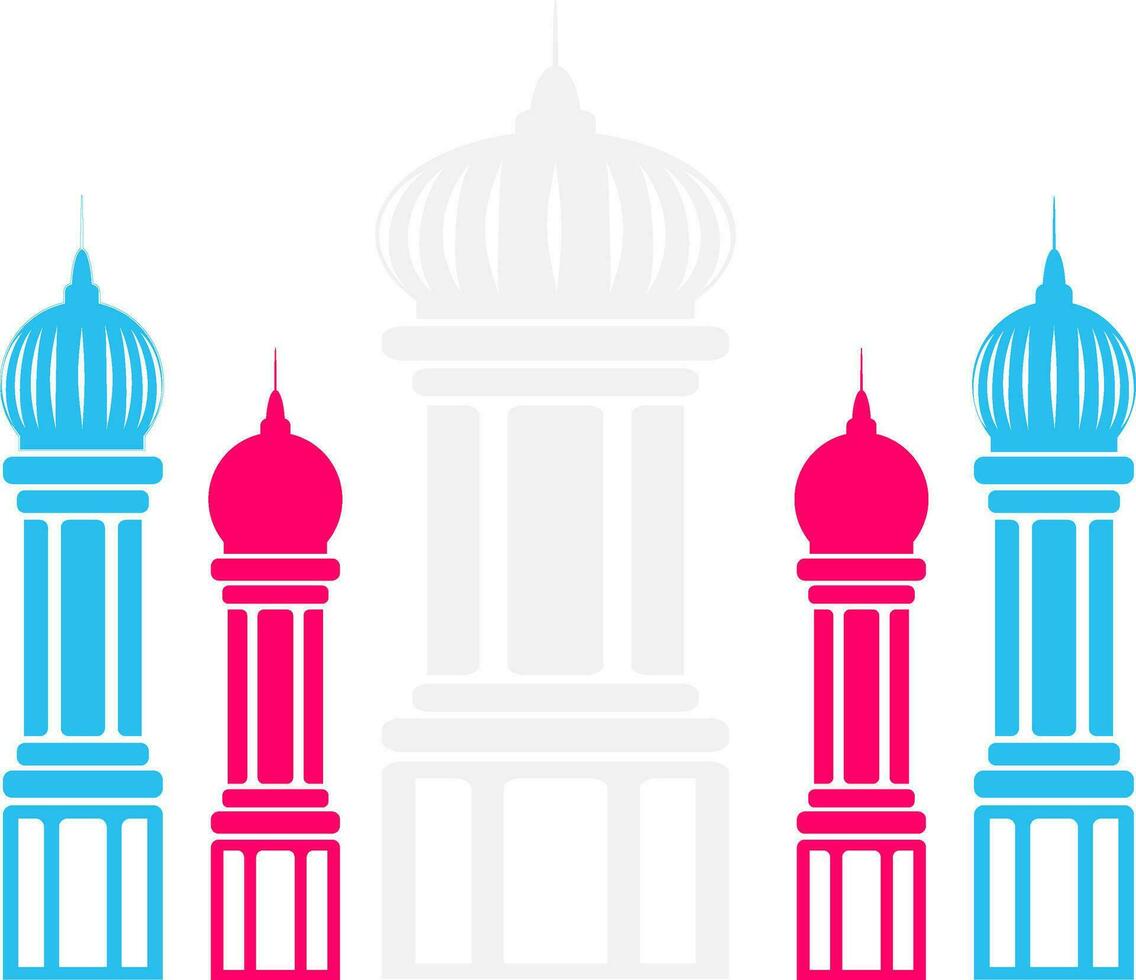 Illustration of pink and blue color minaret. vector