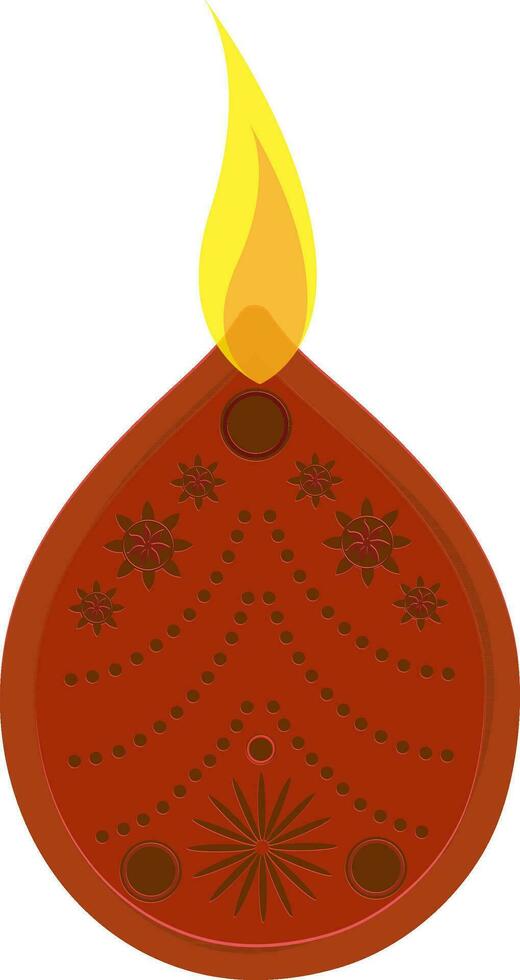 Illustration of illuminated oil lamp design. vector