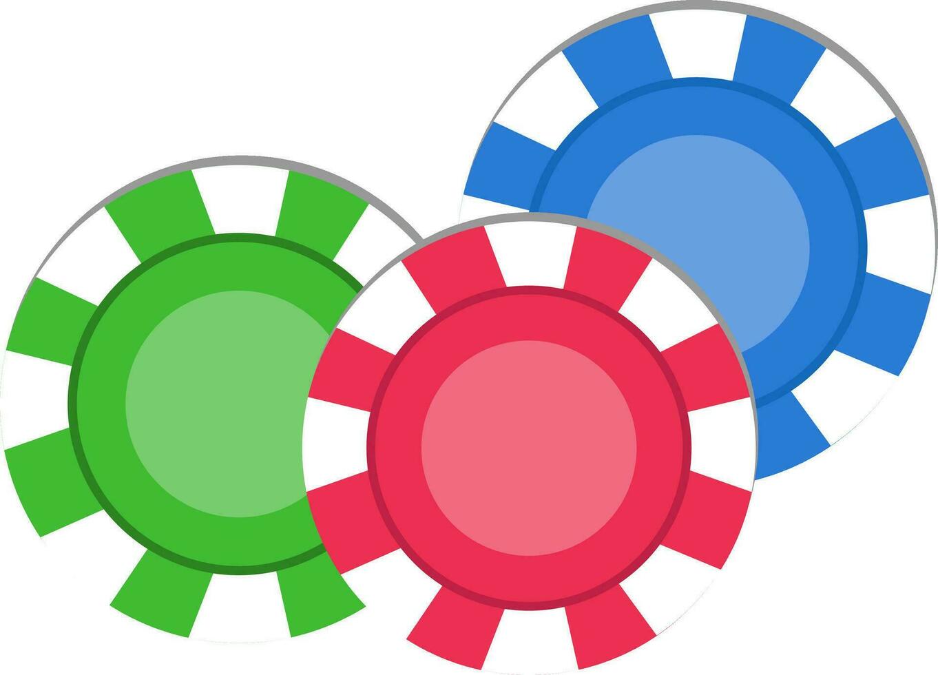 Colorful casino chips in flat style. vector