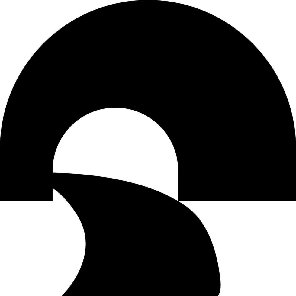 Winding road tunnel icon in black color. vector