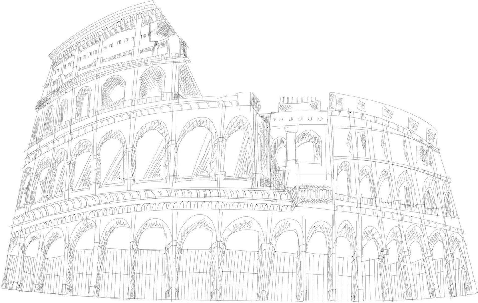 Coliseo Roma en negro línea Arte. vector