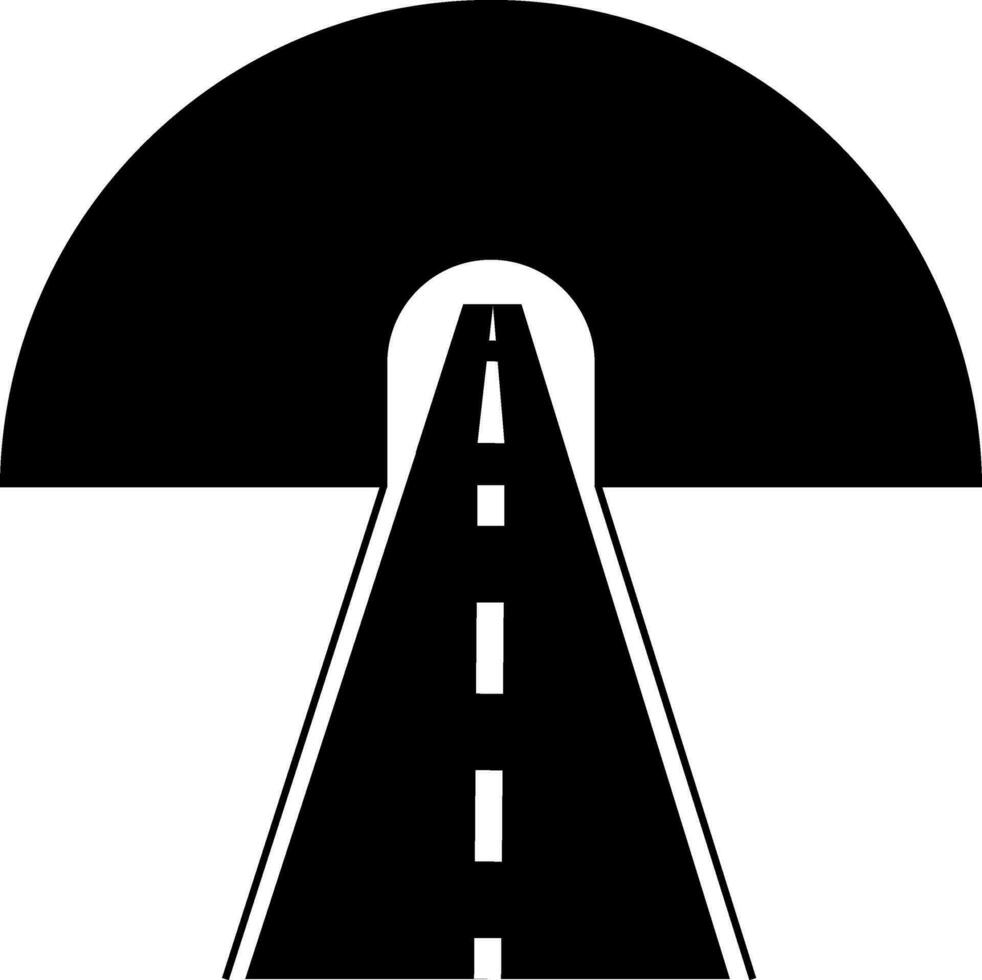 semi circular túnel icono en negro color. vector