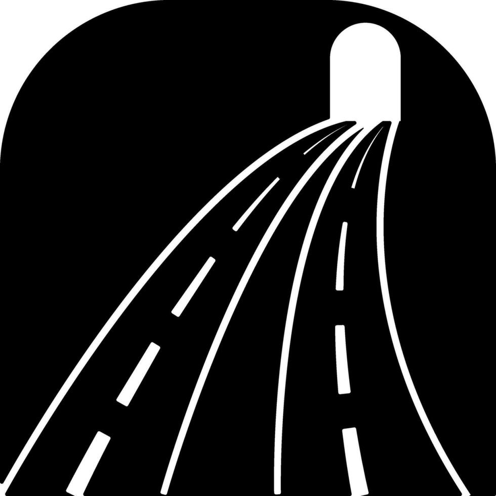 Flat illustration of road tunnel icon in black color. vector