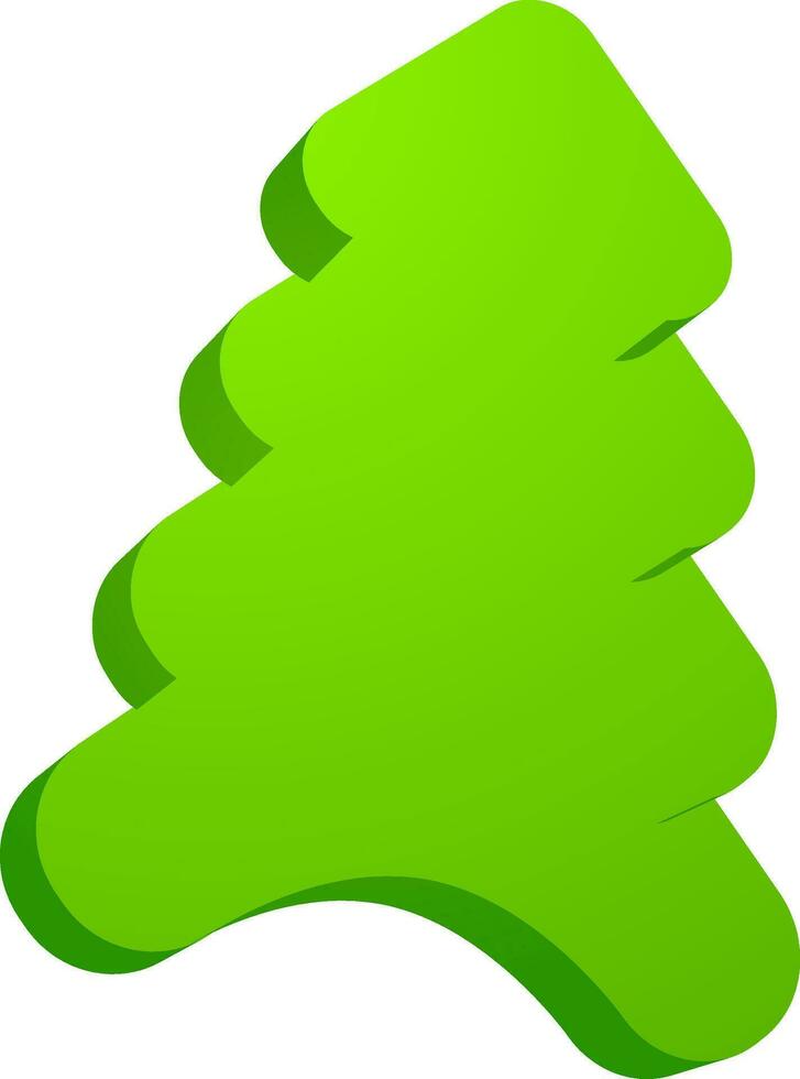 Flat icon of christmas tree in green color. vector