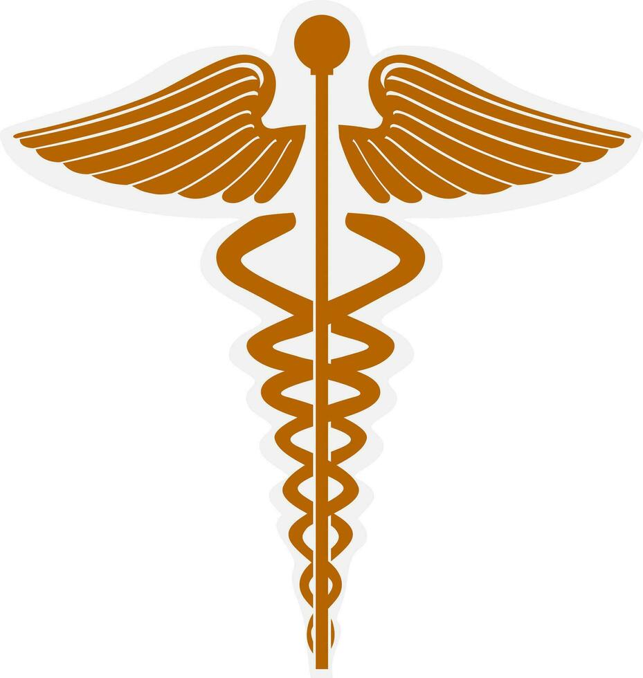 Caduceus medical symbol made with brown color. vector