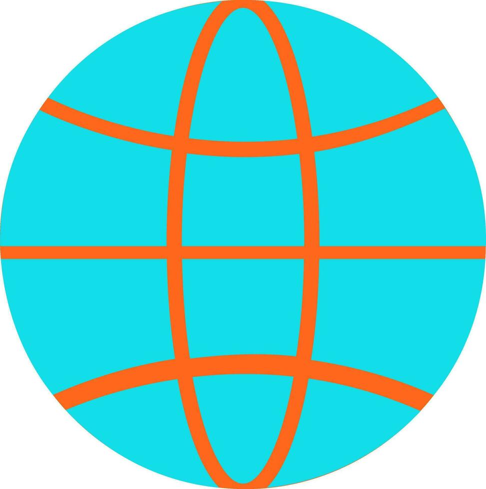 Flat style earth global in orange and blue color. vector