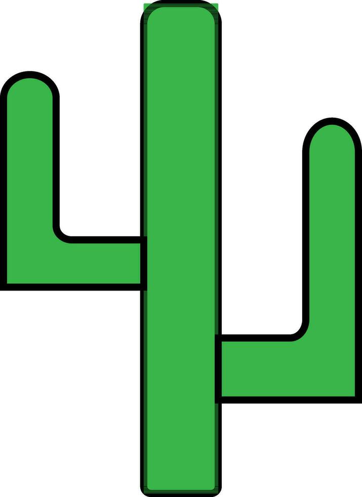 plano estilo cactus planta en verde color. vector