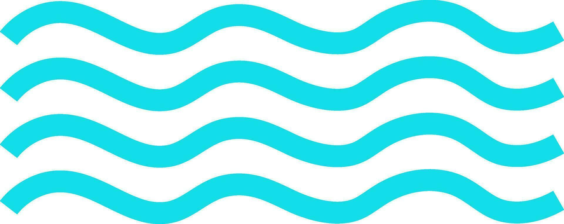 Flat style waves in blue color. vector