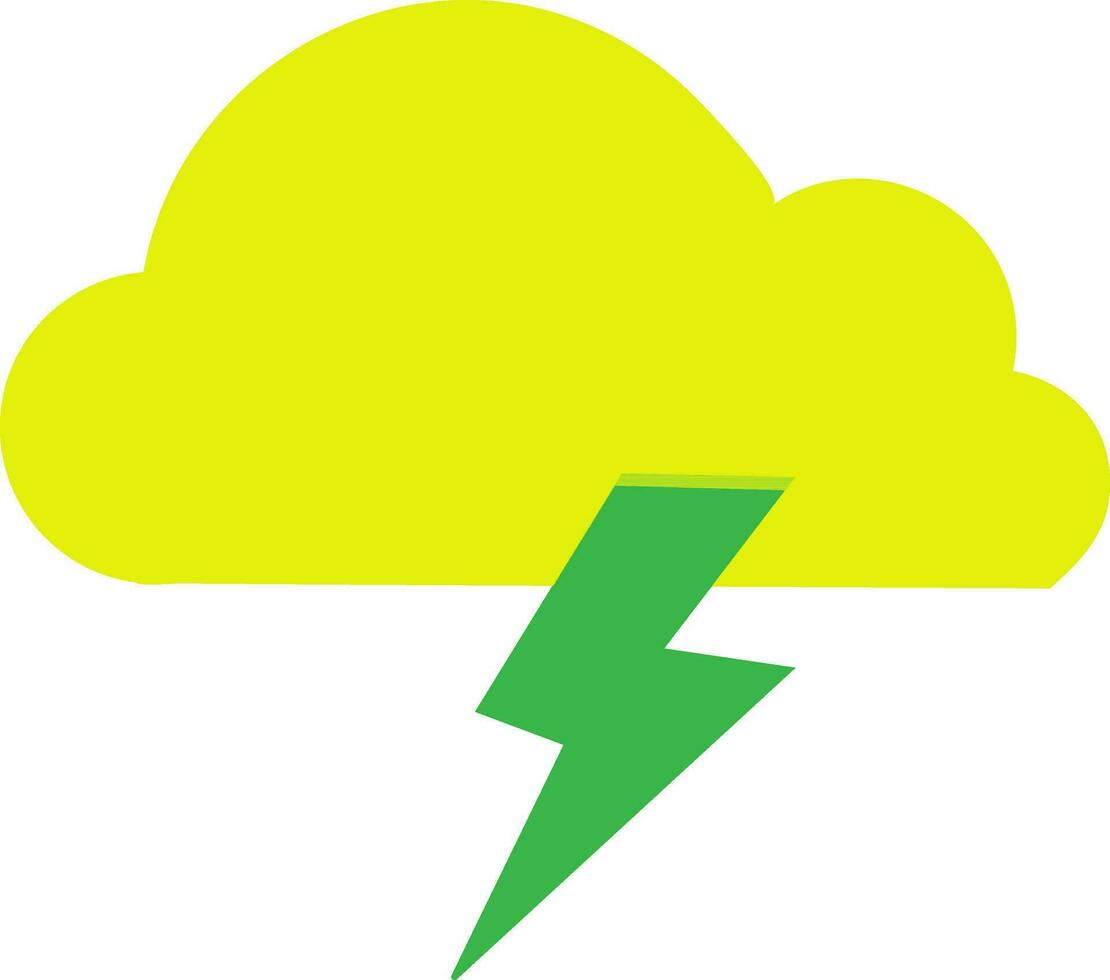 Yellow cloud with green lighting bolt. vector