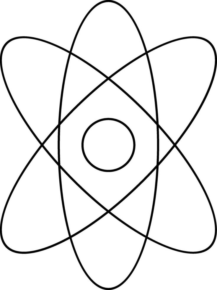 Black line art atomic structure icon. vector