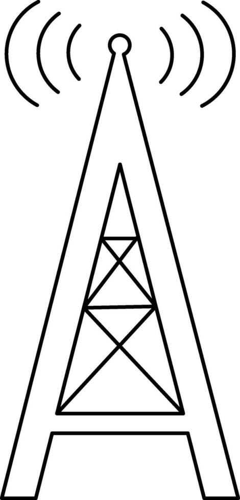 Illustration of cell phone tower icon in stroke. vector