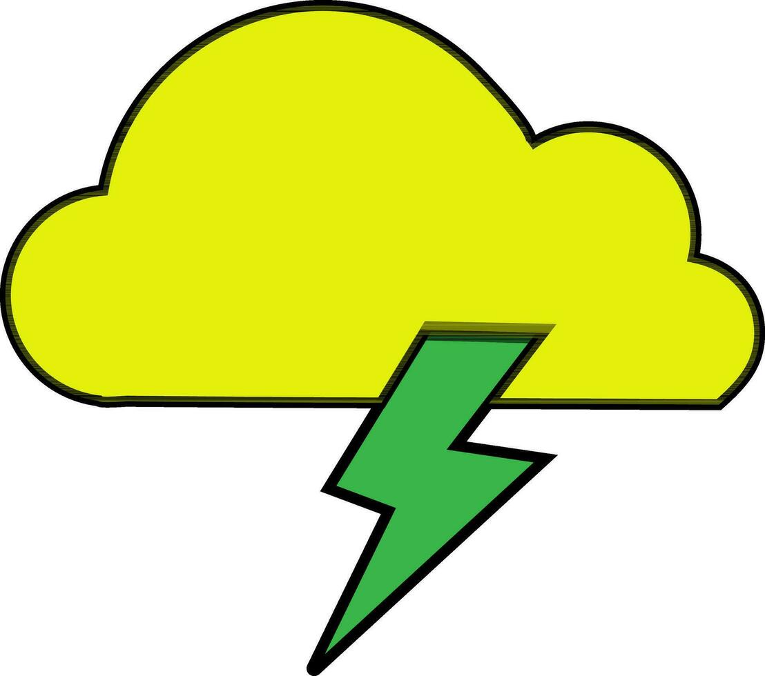 Yellow cloud with green lighting bolt. vector