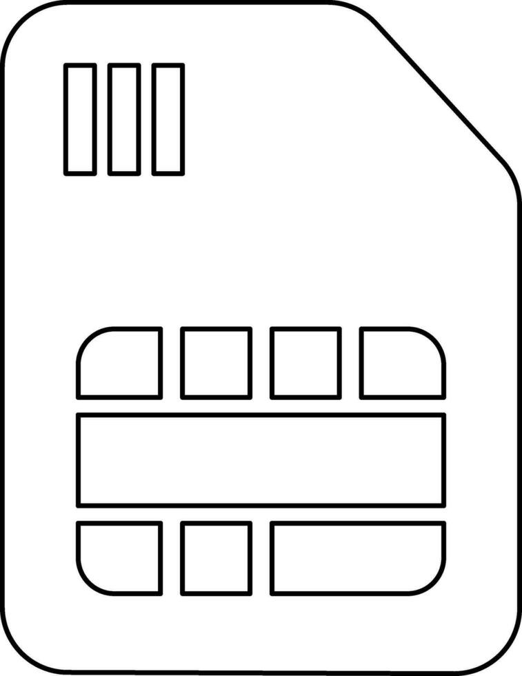 Sim card icon in stroke for multimedia concept. vector