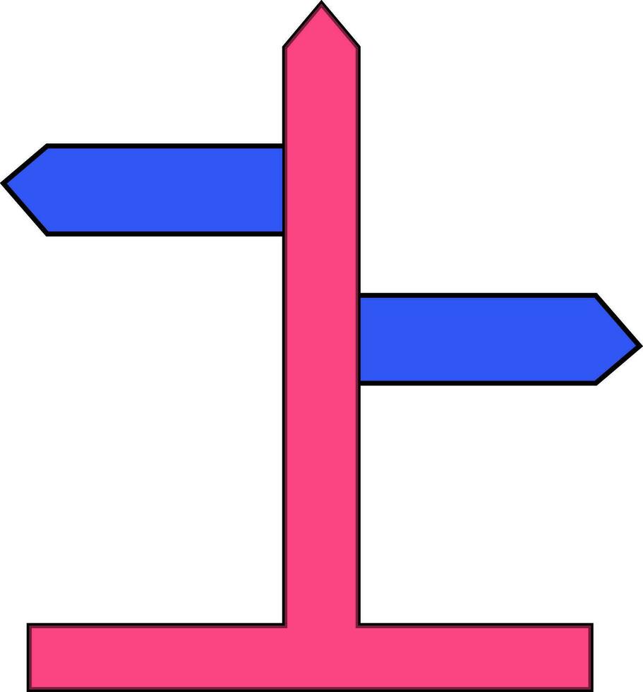 Pink and blue direction board on white background. vector