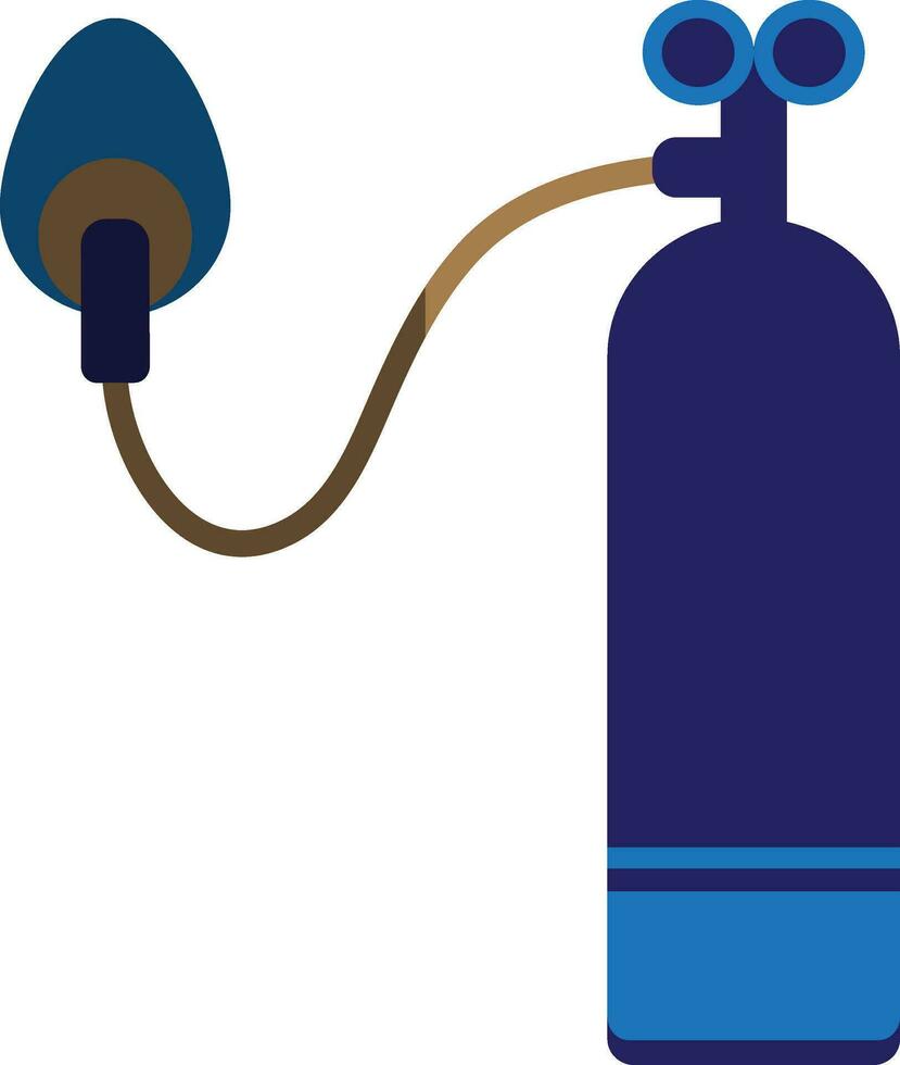 Blue oxygen cylinder with mask. vector