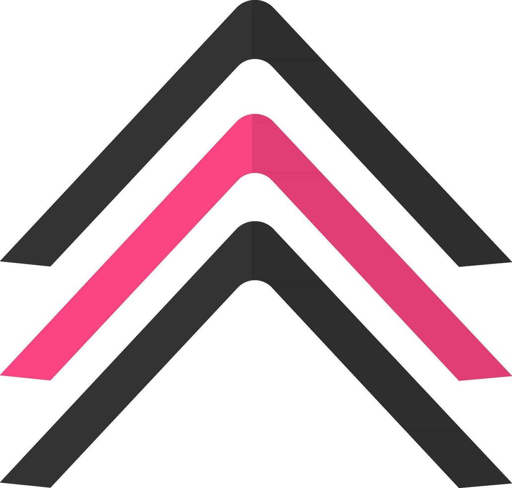 Pink and gray navigate up arrows pointing sign. vector
